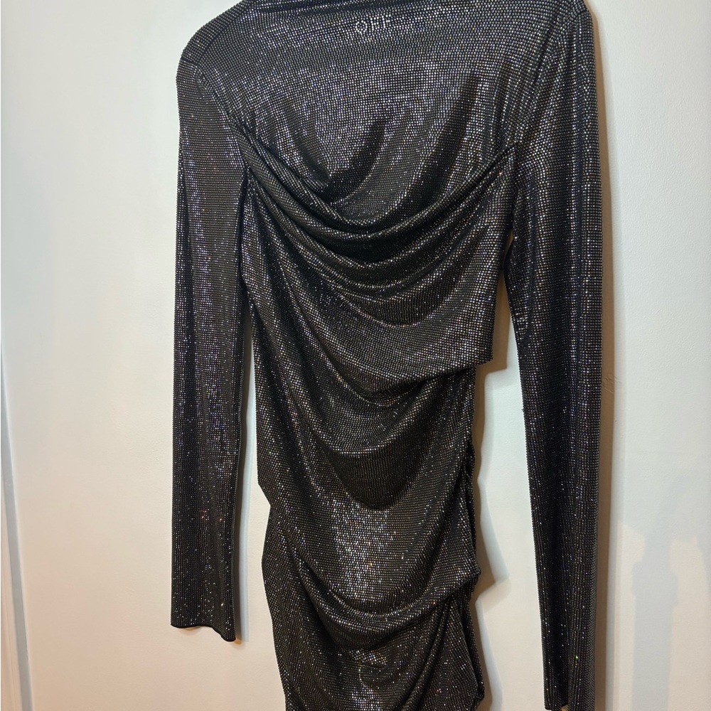 Off-White Shimmering Black Long Sleeve Dress